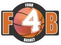 Logo "Food 4 Basket" con palla da basket e numero 4. Un invito a un sano introito calorico per gli atleti.