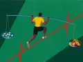 Un atleta corre su una linea che rappresenta un elettrocardiogramma, bilanciando pillole e cibo sano. Quante uova si possono mangiare al giorno?