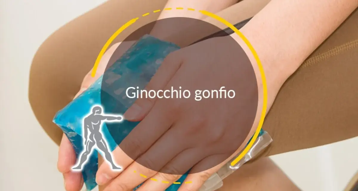 Ghiaccio su un ginocchio gonfio per alleviare il dolore.