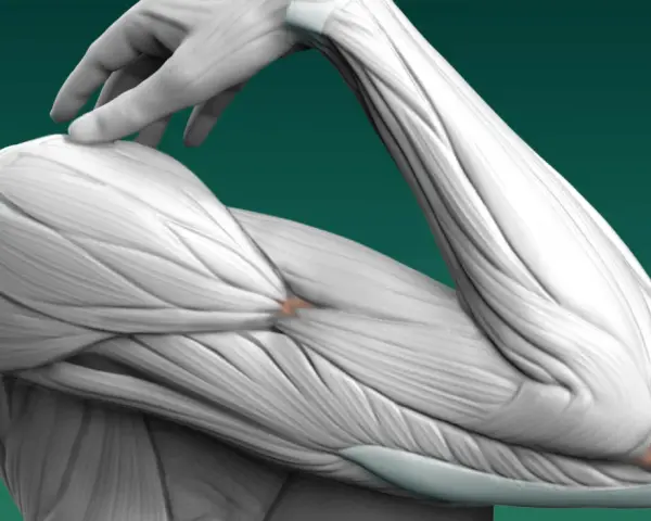 Dettaglio anatomico dei muscoli e delle ossa degli arti superiori, con un dito che tocca la spalla.