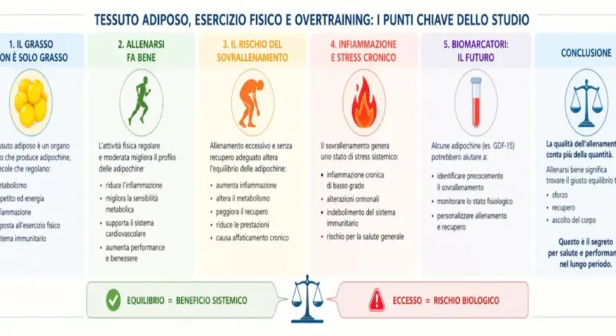 Il sovrallenamento, o overtraining, altera l'equilibrio delle adipochine, causando infiammazione e stress. L'equilibrio è la chiave.