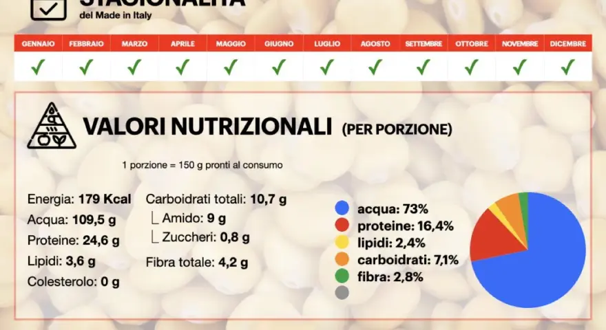 Lupini: legumi con più proteine (24,6g/porzione), stagionalità e valori nutrizionali.