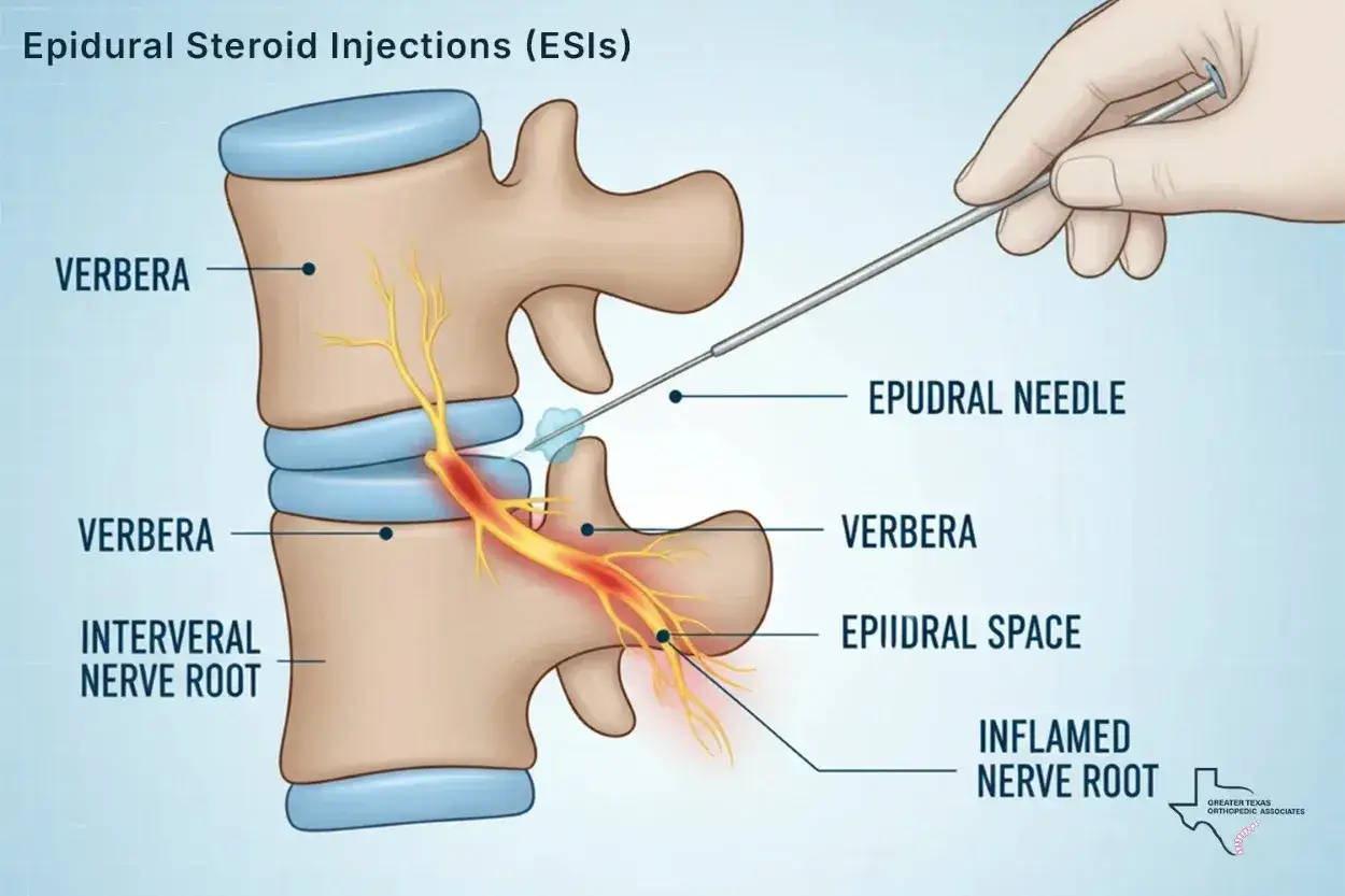 Iniezione epidurale per mal di schiena: un ago (EPUDURAL NEEDLE) inietta cortisone nello spazio epidurale per calmare una radice nervosa infiammata. Possibili punture di cortisone per mal di schiena effetti collaterali.